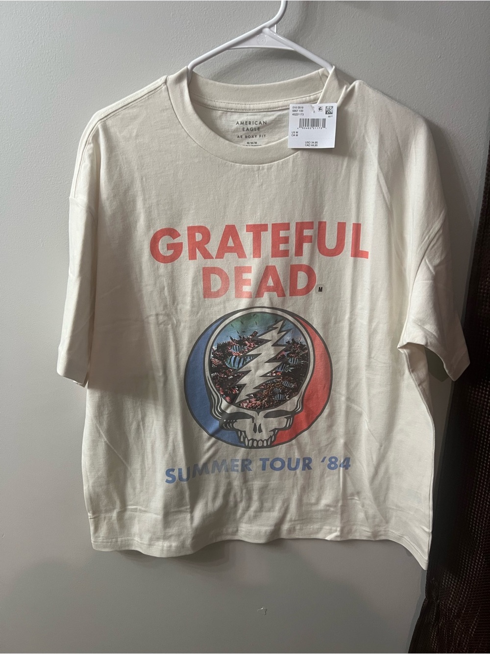 American Eagle Outfitters Cream AE Boxy Fit T‑Shirt